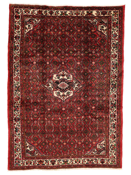 Hosseinabad Teppe 217X302 Svart/Mørk Rød Ull, Persia/Iran Carpetvista