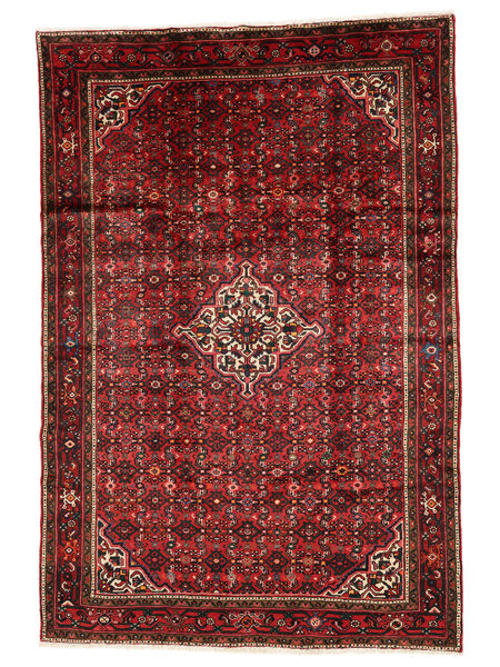 絨毯 ホセイナバード 207X303 ブラック/ダークレッド (ウール, ペルシャ/イラン)
