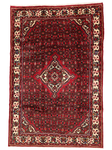  Persischer Hosseinabad Teppich 195X292 Schwarz/Dunkelrot (Wolle, Persien/Iran)