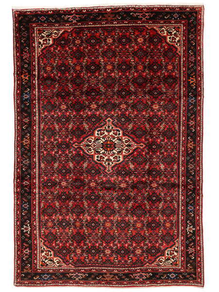 絨毯 ペルシャ ホセイナバード 209X309 ブラック/ダークレッド (ウール, ペルシャ/イラン)