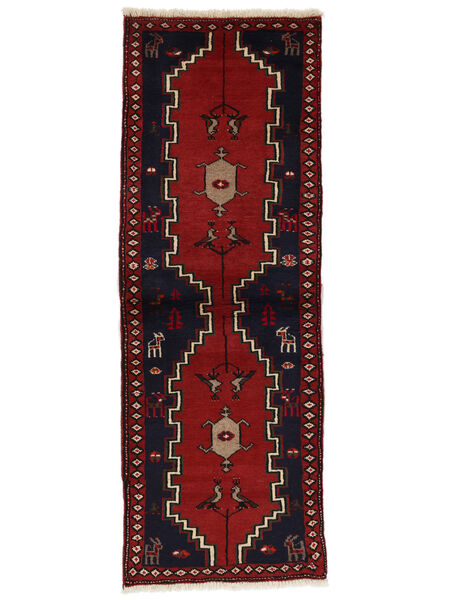 65X195 Klardasht Teppich Orientalischer Läufer Schwarz/Dunkelrot (Wolle, Persien/Iran) Carpetvista