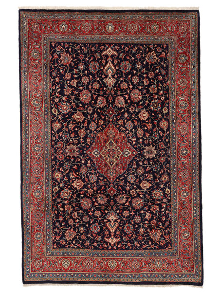 Sarough Vloerkleed 213X321 Zwart/Donkerrood Wol, Perzië/Iran Carpetvista