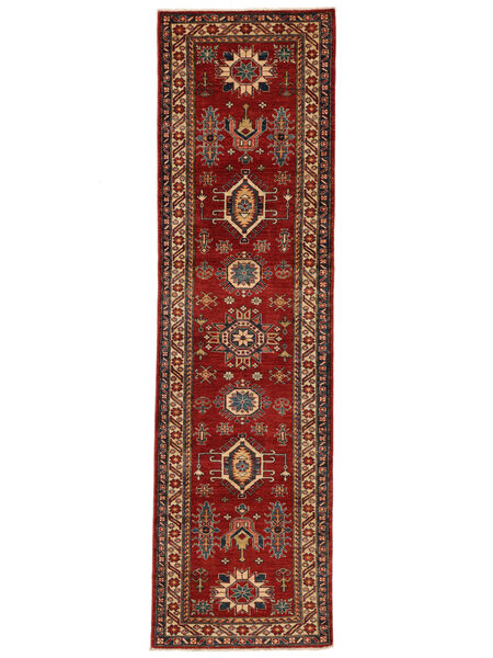 84X295 Dywan Kazak Fine Orientalny Chodnikowy Ciemnoczerwony/Czarny (Wełna, Afganistan) Carpetvista