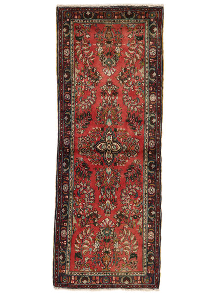 Hamadan Teppich 80X208 Läufer Schwarz/Dunkelrot Wolle, Persien/Iran Carpetvista