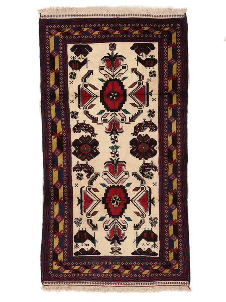  Oosters Beluch Fine Vloerkleed 101X182 Zwart/Bruin Wol, Perzië/Iran Carpetvista