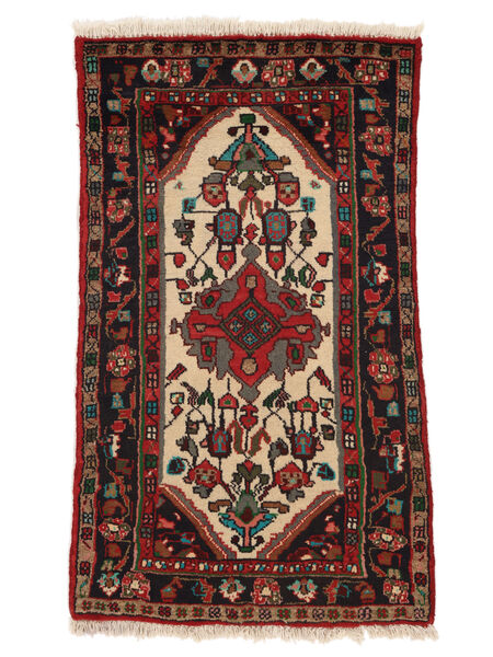  Perzisch Hamadan Vloerkleed 70X120 Zwart/Donkerrood Carpetvista