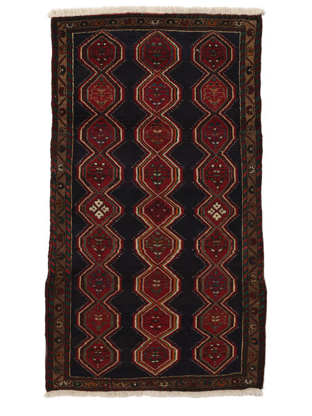 Hamadan Vloerkleed 107X193 Zwart/Donkerrood Wol, Perzië/Iran Carpetvista