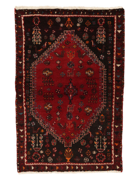 82X123 Tapete Hamadã Oriental Preto/Vermelho Escuro (Lã, Pérsia/Irão) Carpetvista