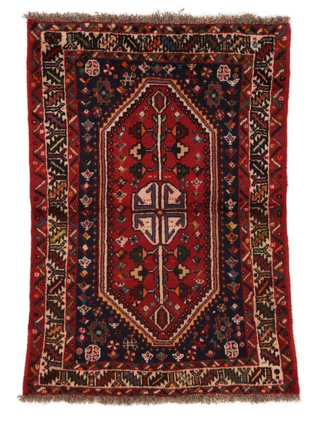 Shiraz Vloerkleed 85X125 Zwart/Donkerrood Wol, Perzië/Iran Carpetvista