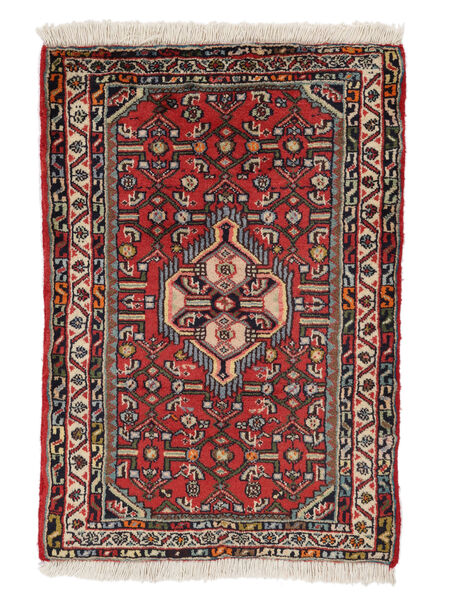 60X90 Asadabad Vloerkleed Oosters Donkerrood/Zwart (Wol, Perzië/Iran) Carpetvista