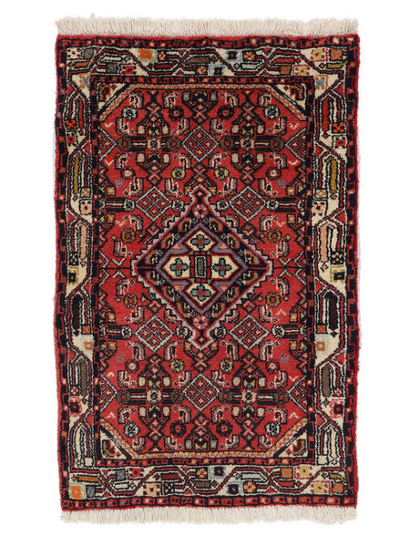  55X88 Asadabad Vloerkleed Zwart/Donkerrood Perzië/Iran Carpetvista