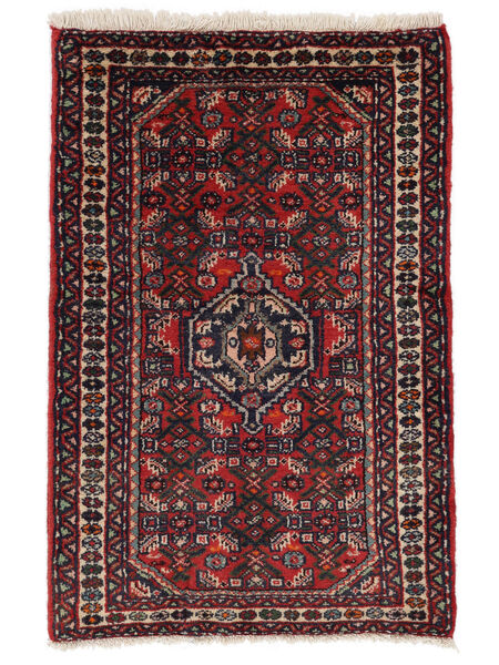  Oosters Hamadan Vloerkleed 60X93 Zwart/Donkerrood Wol, Perzië/Iran Carpetvista