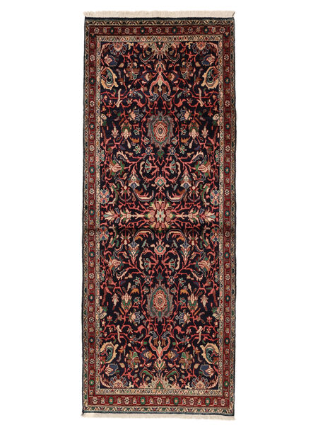 Hamadan Teppich 104X268 Läufer Schwarz/Dunkelrot Wolle, Persien/Iran Carpetvista