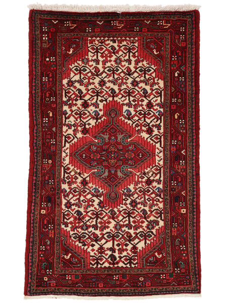  Perzisch Hamadan Vloerkleed 75X123 Zwart/Donkerrood (Wol, Perzië/Iran)