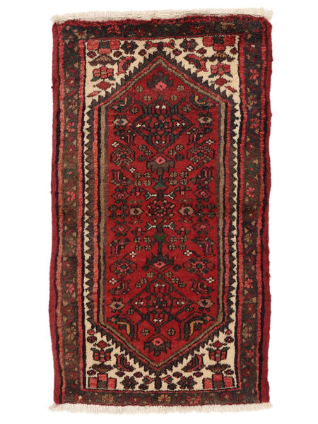 67X115 Hamadan Teppich Orientalischer Schwarz/Dunkelrot (Wolle, Persien/Iran) Carpetvista