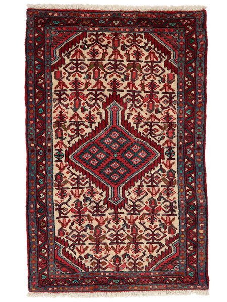  Oosters Hamadan Vloerkleed 76X120 Zwart/Donkerrood Wol, Perzië/Iran Carpetvista