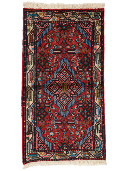  Persan Hamadan Covor 66X123 Negru/Dark Red Carpetvista