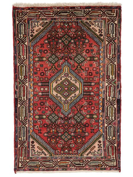  Asadabad Alfombra 80X122 Persa De Lana Negro/Rojo Oscuro Pequeño Carpetvista