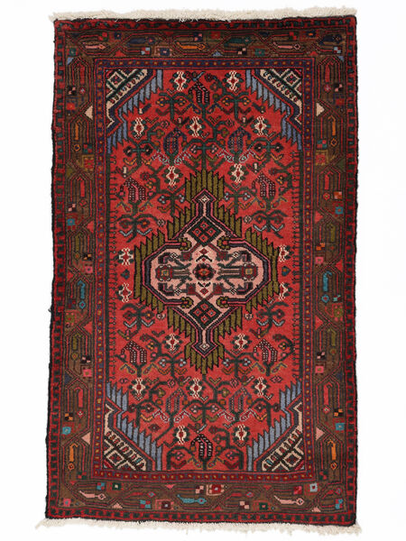 75X125 Alfombra Asadabad Oriental Negro/Rojo Oscuro (Lana, Persia/Irán) Carpetvista