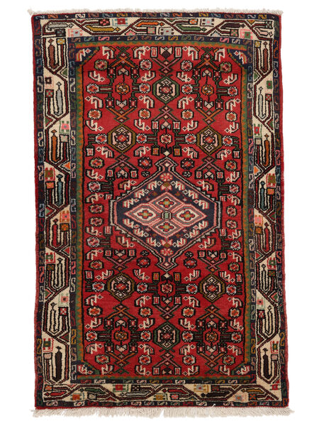 79X126 Asadabad Teppe Orientalsk Svart/Mørk Rød (Ull, Persia/Iran) Carpetvista