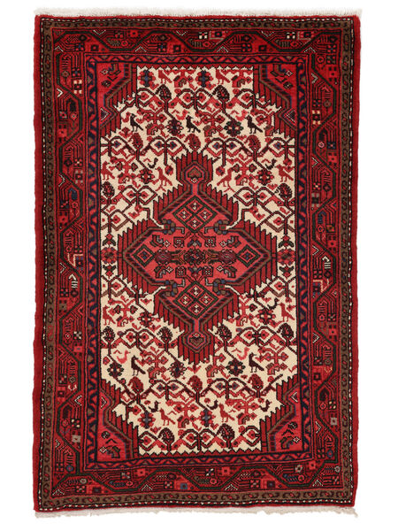 Hamadan Teppich 80X121 Schwarz/Dunkelrot Wolle, Persien/Iran Carpetvista