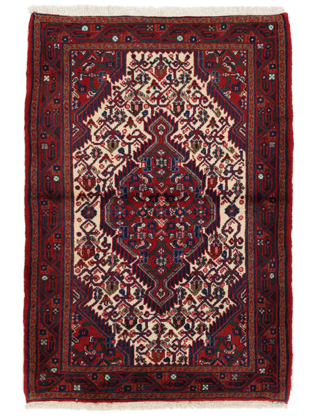  Oosters Hamadan Vloerkleed 85X126 Zwart/Donkerrood Wol, Perzië/Iran Carpetvista