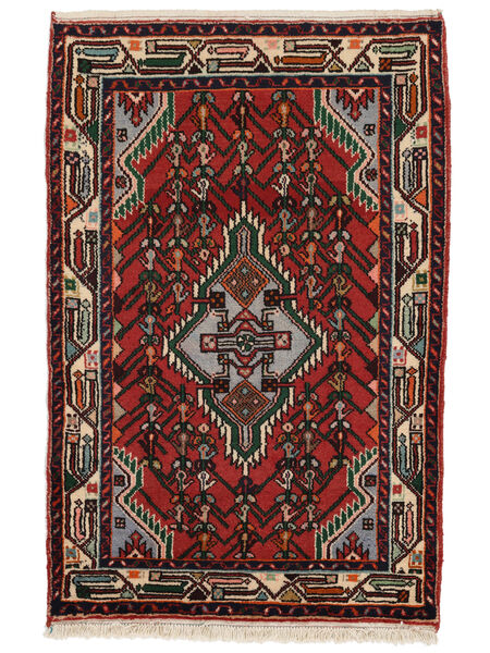  Asadabad Covor 80X120 Persan Lână Negru/Dark Red Mic Carpetvista