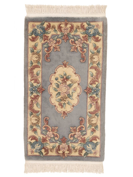  China 90 Line Covor 69X122 Lână Maro/Gri Închis Mic Carpetvista