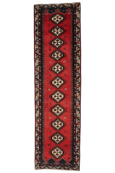  Orientalischer Afshar Teppich 84X300 Läufer Schwarz/Dunkelrot Wolle, Persien/Iran