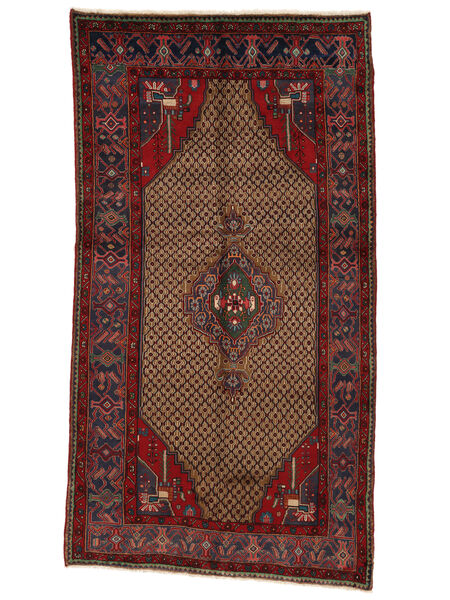 150X282 Hamadan Teppich Orientalischer Schwarz/Dunkelrot (Wolle, Persien/Iran) Carpetvista