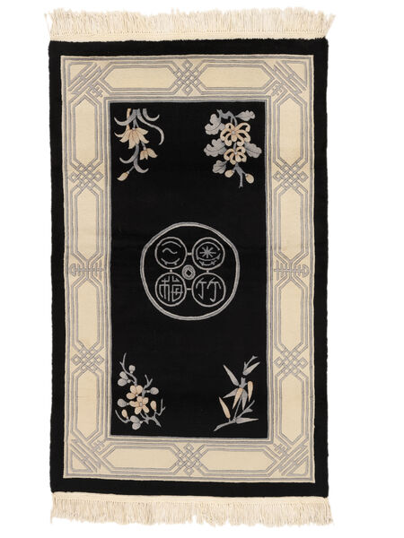 China 90 Line Rug 91X152 Black/Beige Wool, China Carpetvista