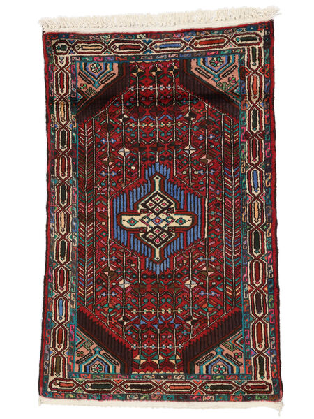 78X130 Hamadan Vloerkleed Oosters Zwart/Donkerrood (Wol, Perzië/Iran) Carpetvista