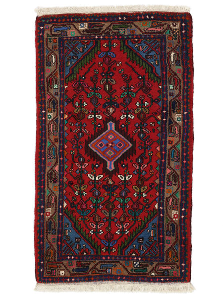  Perzisch Asadabad Vloerkleed 75X128 Zwart/Donkerrood (Wol, Perzië/Iran)