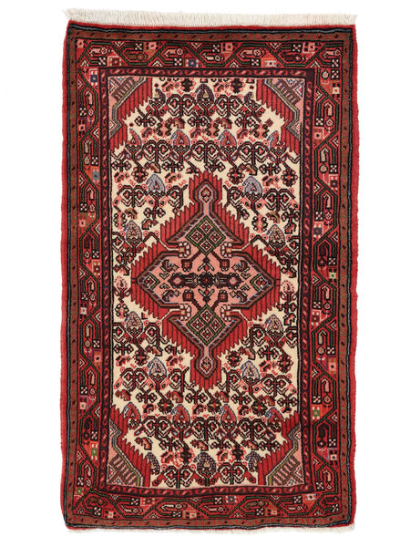  Orientalsk Asadabad Tæppe 77X133 Sort/Mørkerød Uld, Persien/Iran Carpetvista