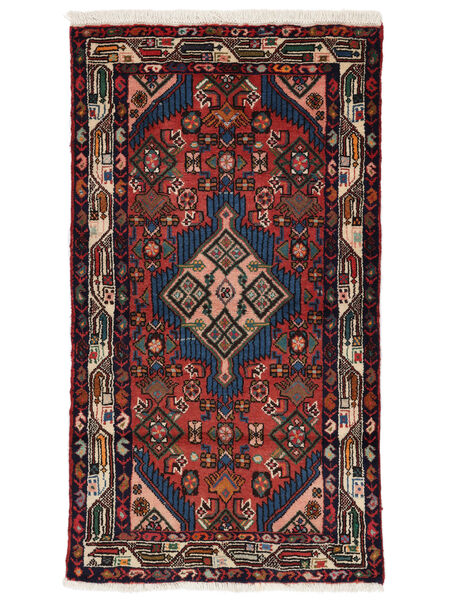  Hamadan Tappeto 82X133 Persiano Di Lana Nero/Rosso Scuro Piccolo Carpetvista