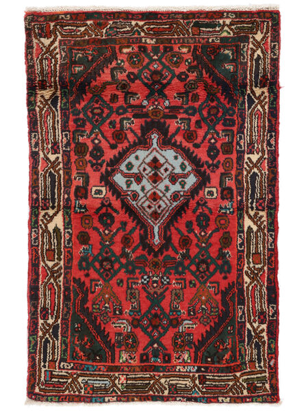  80X127 Hamadan Rug Black/Dark Red Persia/Iran Carpetvista