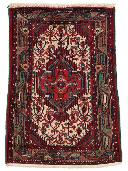  Perzisch Hamadan Vloerkleed 80X125 Zwart/Donkerrood (Wol, Perzië/Iran)