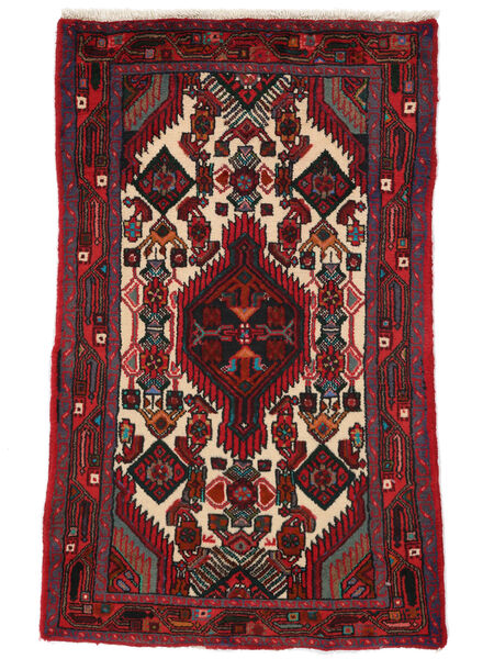 Tappeto Hamadan 77X133 Nero/Rosso Scuro (Lana, Persia/Iran)