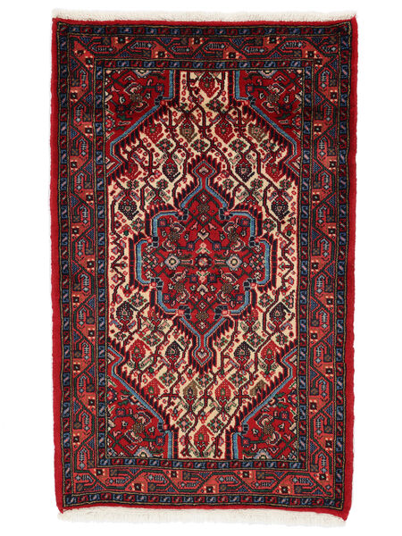 78X132 Hamadan Teppich Orientalischer Schwarz/Dunkelrot (Wolle, Persien/Iran) Carpetvista