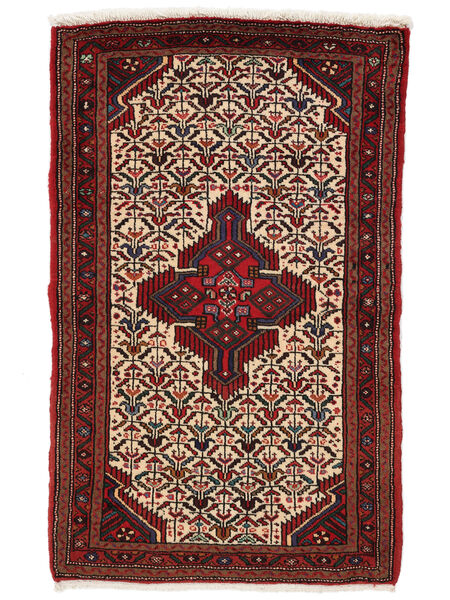  80X127 Hamadan Vloerkleed Zwart/Donkerrood Perzië/Iran Carpetvista