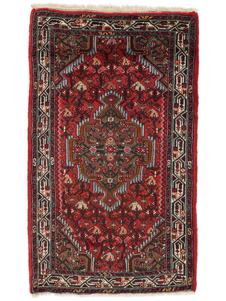 Hamadan Rug 73X125 Black/Dark Red Wool, Persia/Iran Carpetvista