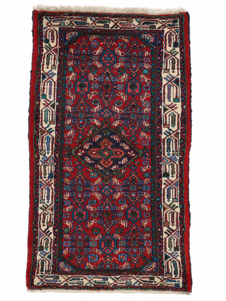  Orientalsk Asadabad Teppe 77X130 Svart/Mørk Rød Ull, Persia/Iran Carpetvista