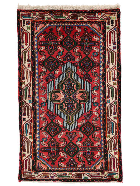 78X130 Asadabad Teppich Orientalischer Schwarz/Dunkelrot (Wolle, Persien/Iran) Carpetvista