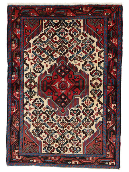 Hamadan Rug 107X152 Black/Dark Red Wool, Persia/Iran Carpetvista