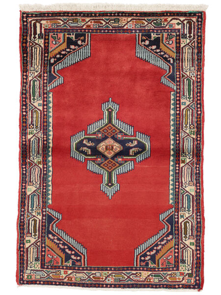  Orientalisk Hamadan Matta 95X145 Mörkröd/Svart Ull, Persien/Iran Carpetvista