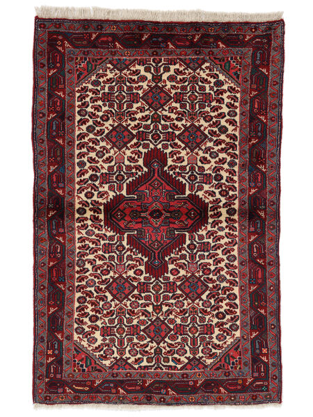 97X147 Tapete Hamadã Oriental Preto/Vermelho Escuro (Lã, Pérsia/Irão) Carpetvista