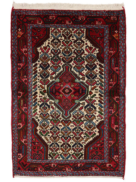  110X155 Hamadan Rug Black/Dark Red Persia/Iran Carpetvista