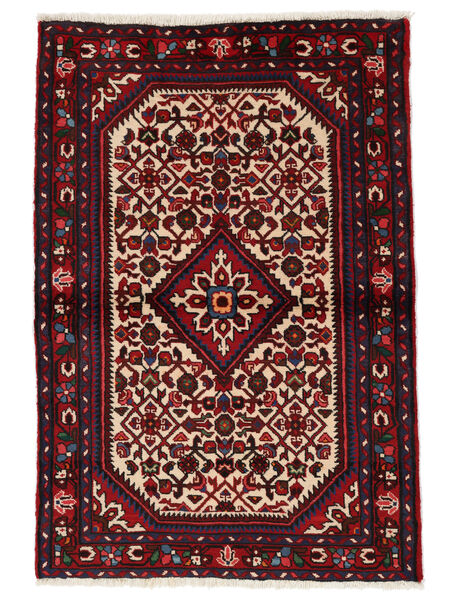  100X145 Hosseinabad Fine Teppe Svart/Mørk Rød Persia/Iran Carpetvista