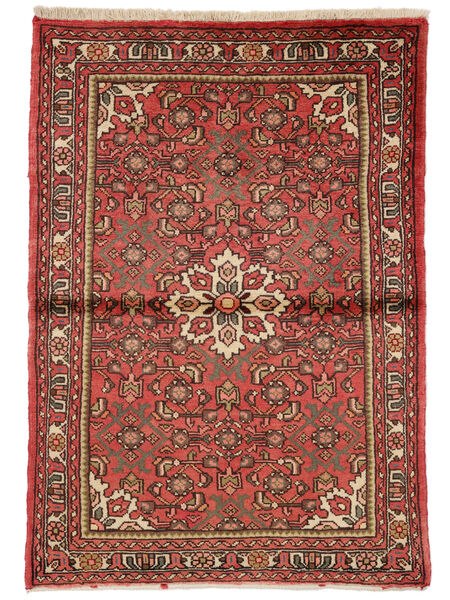  Orientalisk Hosseinabad Fine Matta 100X144 Mörkröd/Svart Ull, Persien/Iran Carpetvista