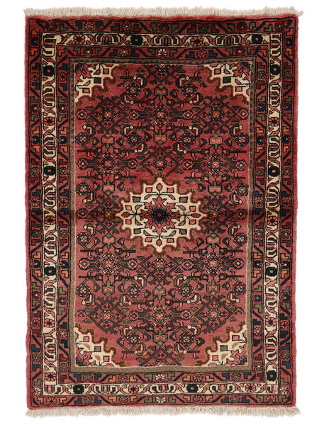  Hosseinabad Fine Dywan 103X150 Perski Wełniany Czarny/Ciemnoczerwony Mały Carpetvista